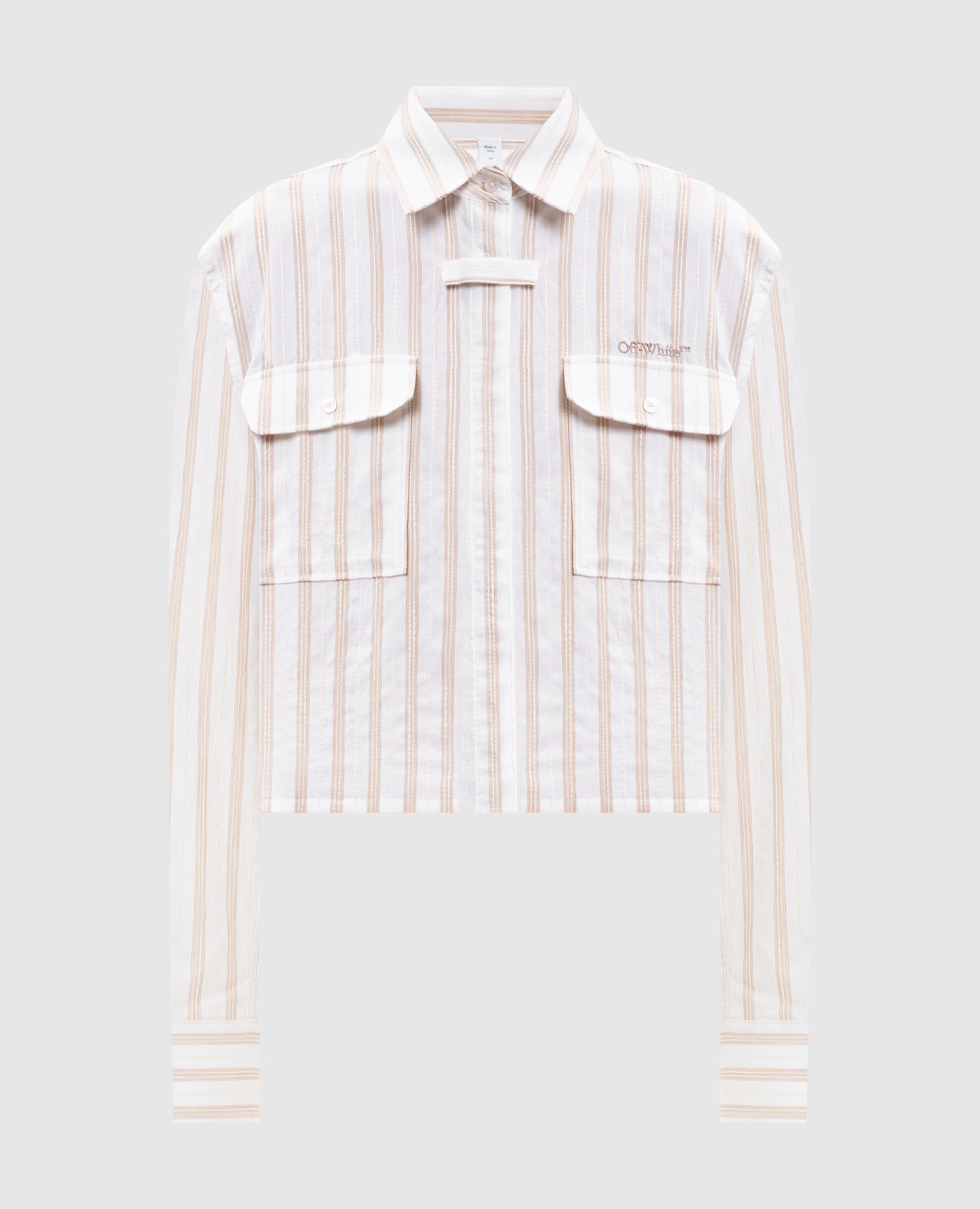 Белая укороченная рубашка в полоску