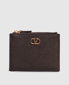 Valentino Коричневый кожаный картхолдер VLogo Signature 9W2P0AK9SNP