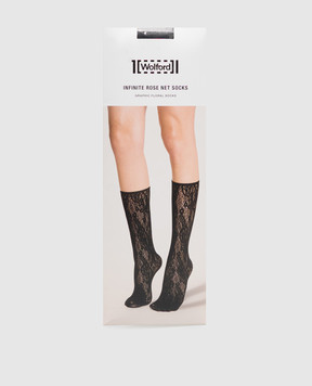 Wolford Черные носки INFINITE ROSE из кружева 41812