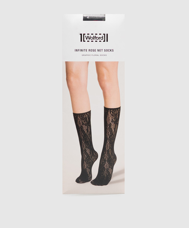 Wolford Чорні шкарпетки INFINITE ROSE з мережива 41812