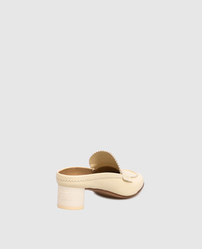 Maison Margiela MM6 Жовті шкіряні мюлі з тиснення логотипа S66WX0074P7560