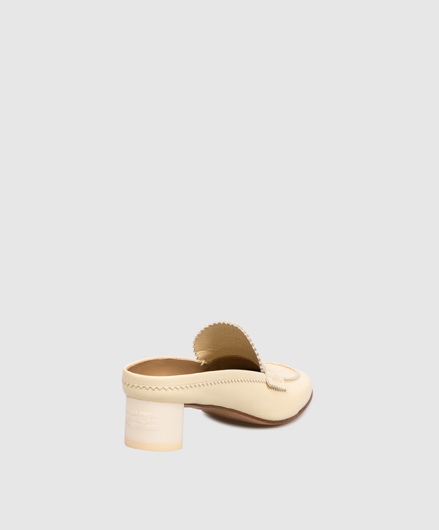 Maison Margiela MM6 Жовті шкіряні мюлі з тиснення логотипа S66WX0074P7560 зображення 3
