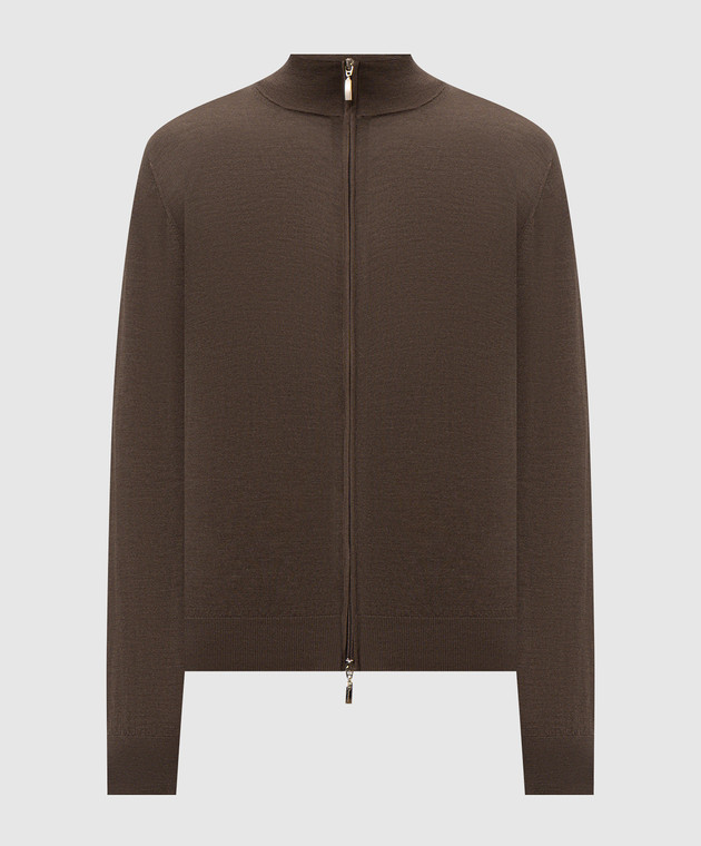 Doriani Cashmere Коричневий кардиган з вовни, шовку та кашеміру 18033Z79