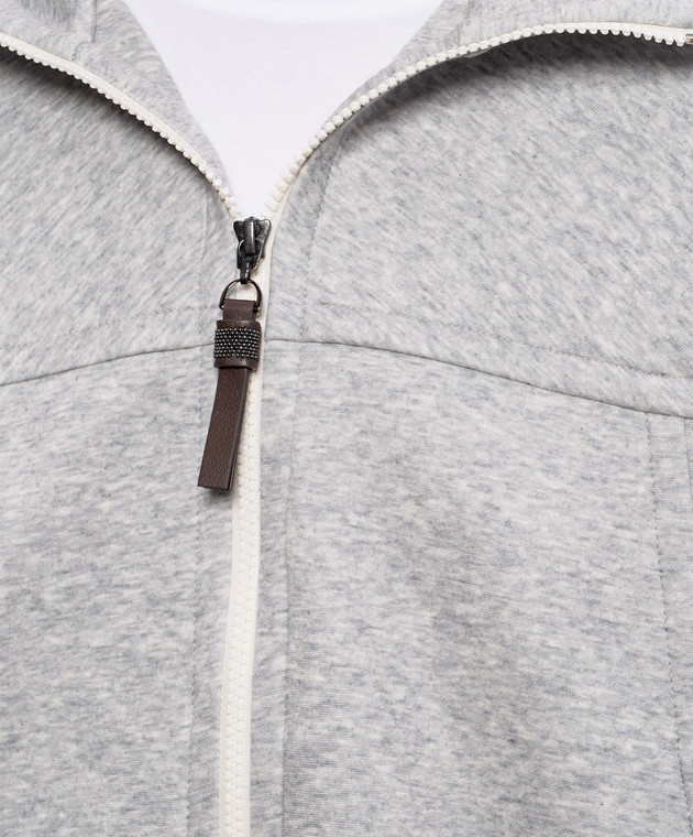 Brunello Cucinelli Сіра меланжева спортивна куртка MP991B2O06 зображення 5