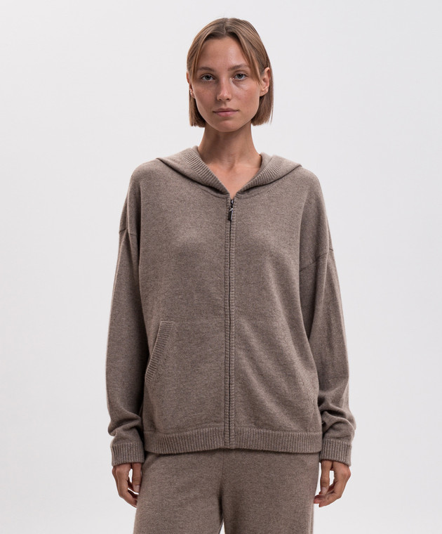 Simonetta Ravizza Коричневая спортивная куртка Marcel из кашемира F06KN125T10 изображение 3