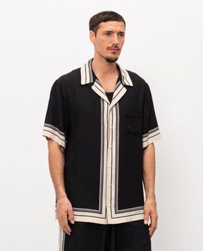 Dolce&Gabbana Чорна сорочка із шовку з контрастним окантуванням G5LH3THI11T