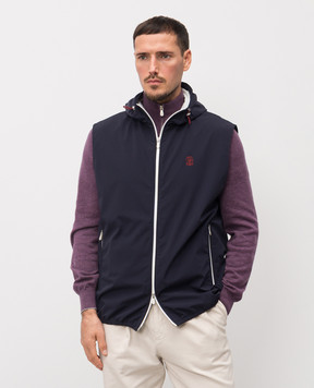 Brunello Cucinelli Синій жилет з вишивкою емблеми MM49A7450G