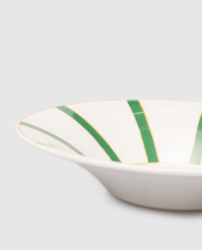 Geminiano Cozzi 1765 Біла порцелянова глибока тарілка Striche Verdi e Oro TTCMI26269036