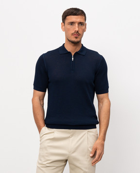 Pini Parma Синее поло с молнией POLRIBZIPBL