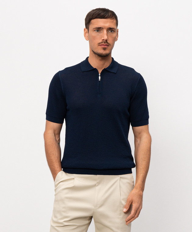 Pini Parma Синє поло з блискавкою POLRIBZIPBL зображення 3