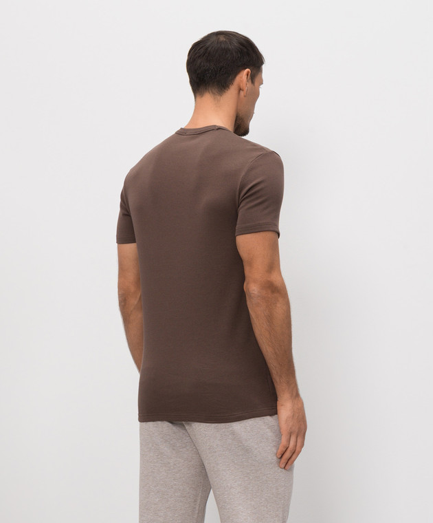 Tom Ford Коричнева футболка з нашивкою логотипа T4M081040 зображення 3