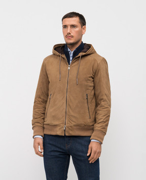 Cashmere&Whiskey Коричнева замшева куртка з капюшоном DF866