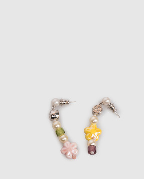 Off-White Белые серьги с брендовыми бусинами OWOD2A9S26MET001