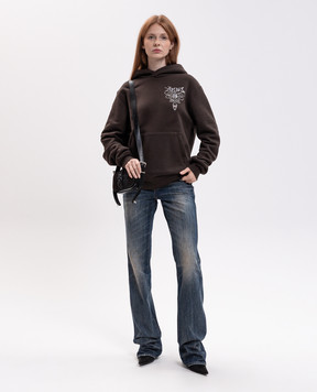 AMIRI Коричневые худи с кристаллами AM426JR013