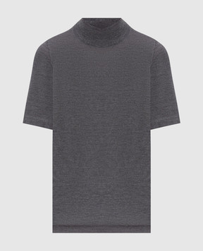 Brunello Cucinelli Темно-сірий меланжевий топ з кашеміру та шовку M13800004P