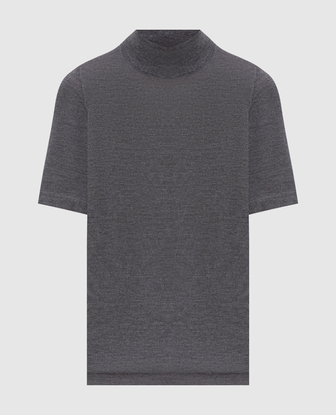 Темно-серый меланжевый топ из кашемира и шелка