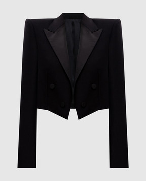 Tom Ford Черный укороченный двубортный жакет из шерсти и шелка GI3041FAX1584