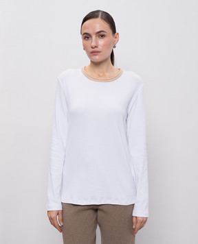 Peserico Белый лонгслив в рубчик S06768J0A5669