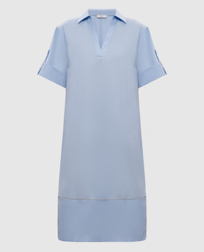 Peserico Блакитна сукня з ланцюжком моніль A0251301979