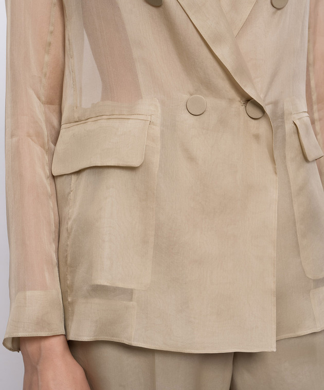 Max Mara Бежевий жакет MXESLOGAN із шовку MXESLOGAN зображення 5