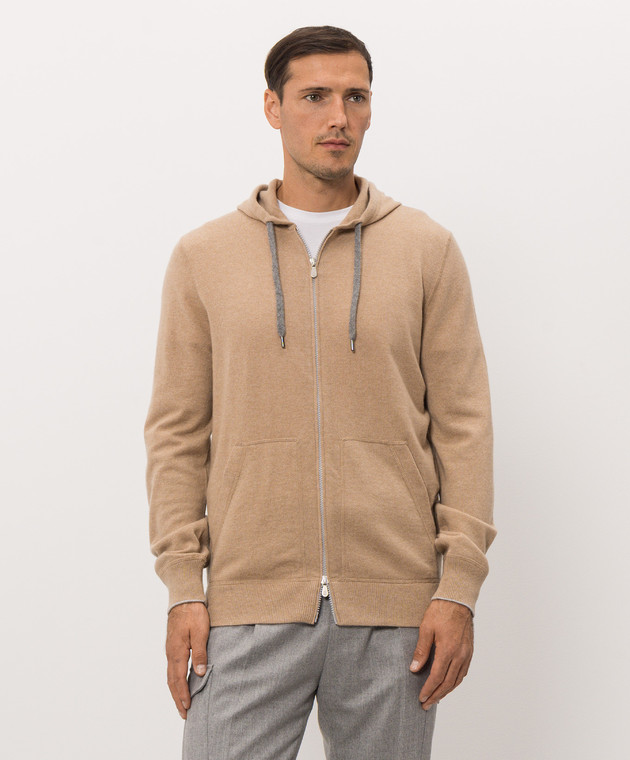 Brunello Cucinelli Бежева спортивна куртка з кашеміру M2223246G зображення 2