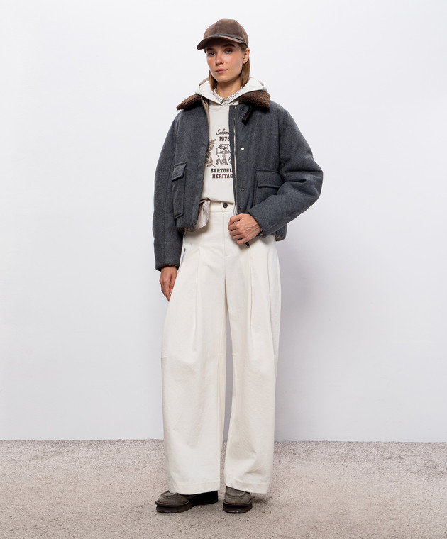 Brunello Cucinelli Серый пуховик из шерсти и кашемира MB1623800 изображение 2