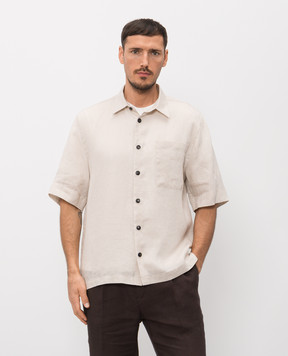 Cashmere&Whiskey Бежевая рубашка из льна с короткими рукавами 0335900656