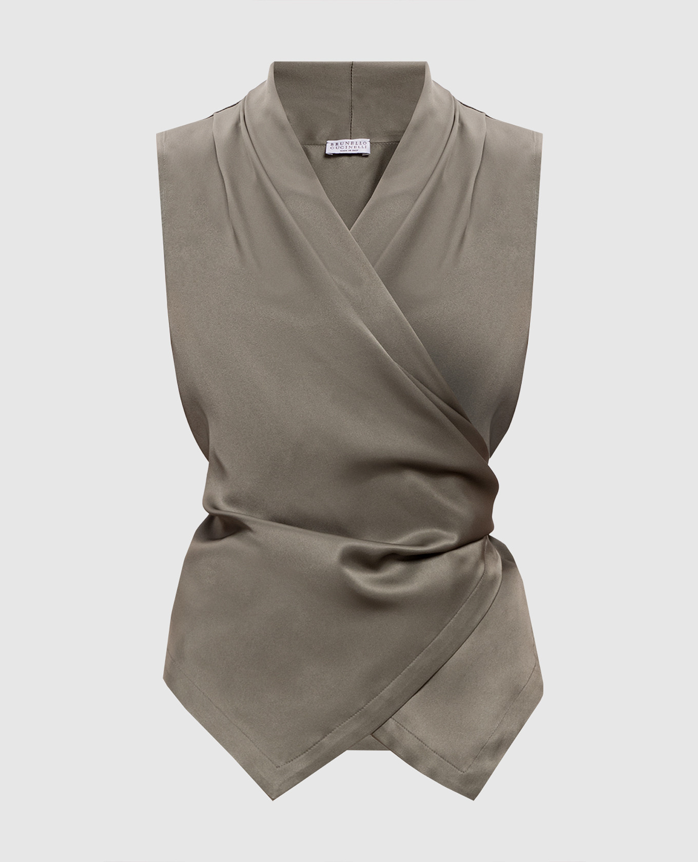 

Блуза цвета хаки на запах из шелка, Блузы