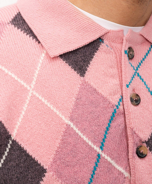 JW Anderson Розовый свитер из шерсти с геометрическим узором KW1487YN0470 изображение 5