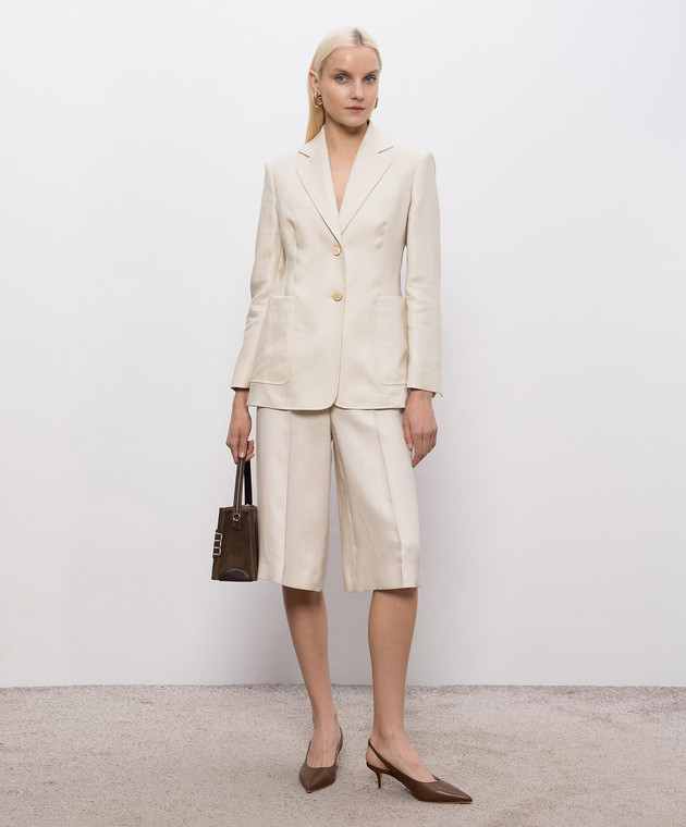 Max Mara Бежевий жакет із льону MXMVOLONTA зображення 2