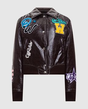 Off-White Бордова глянцева куртка з логотипом 2EK00MF25FAB001