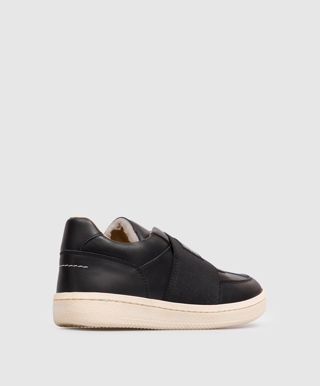 Maison Margiela MM6 Чорні шкіряні кросівки з логотипом 839213638 зображення 3
