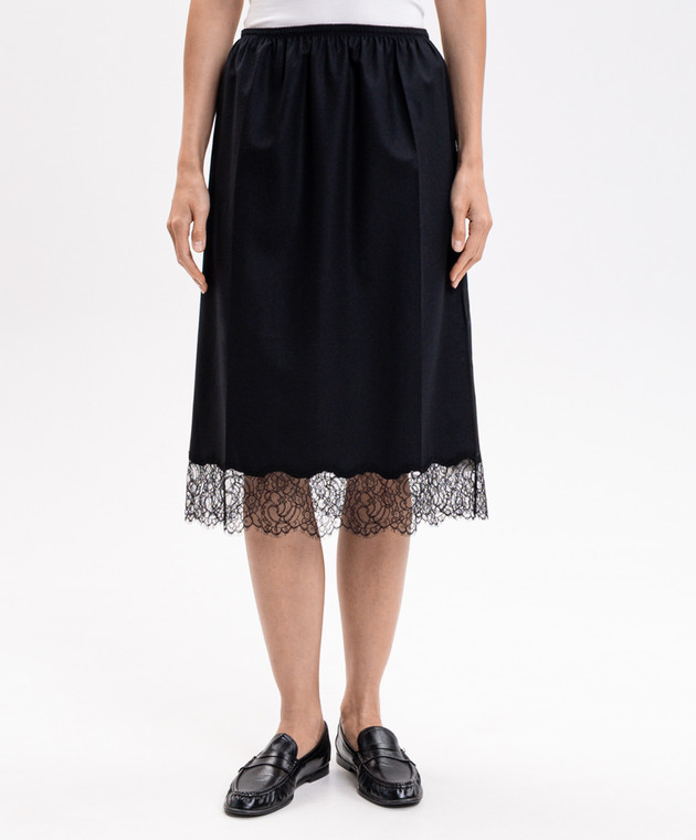 Carven Черная юбка с шерстью и шелком 6262K21045 изображение 3