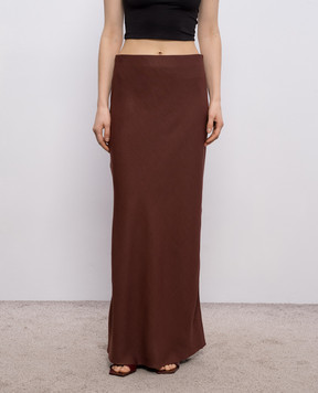 Brunello Cucinelli Коричнева спідниця максі з льоном MH126G3396