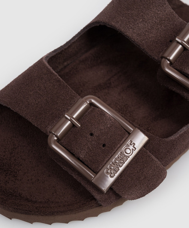 Colors of California Коричневі замшеві шльопанці SLOFI з гравіюванням логотипа HCBIO56N зображення 5