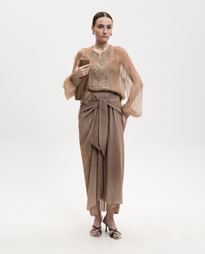 Ermanno Scervino Коричнева блуза із шовку D482K766CSRFWB