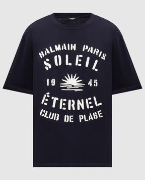 Balmain Синя футболка з принтом GH0EG000GF57