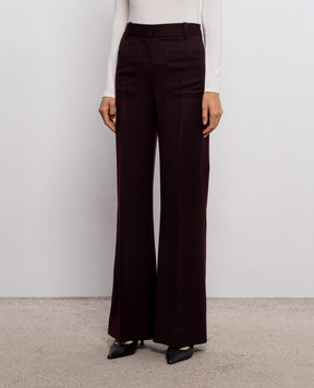Victoria Beckham Бордовые штаны клеш Alina из шерсти 1226WTR005115S