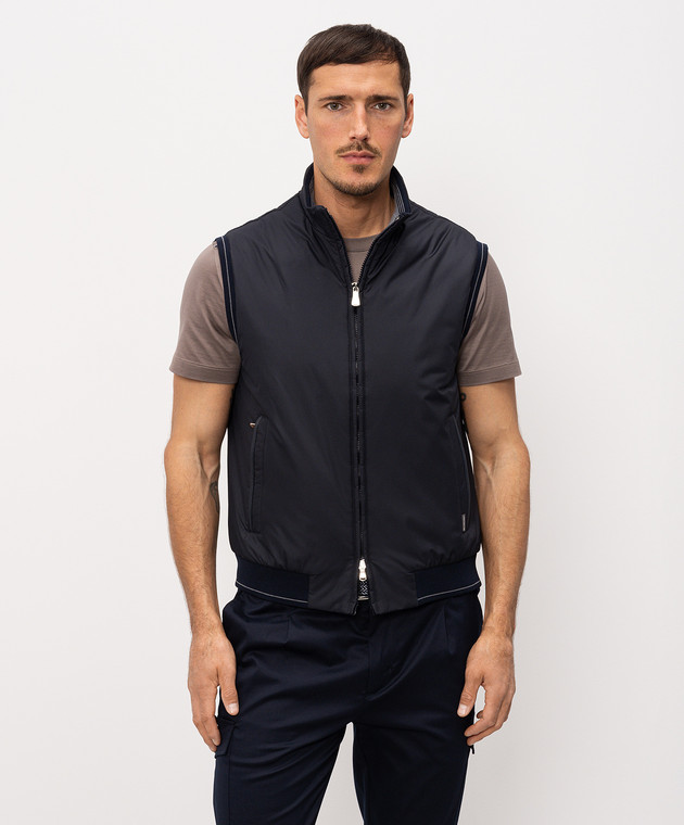 Bilancioni Синий жилет с нашивкой логотипа BE26G4OL1 изображение 3