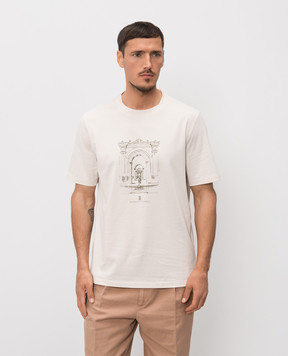 Brunello Cucinelli Футболка цвета айвори в принт M0B138521P