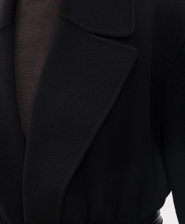 Max Mara Sportmax Черное пальто ZANNATA на запах из шерсти SPXZANNATA изображение 4