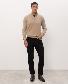 Bertolo Cashmere Бежевый свитер из кашемира с молнией 400025000005