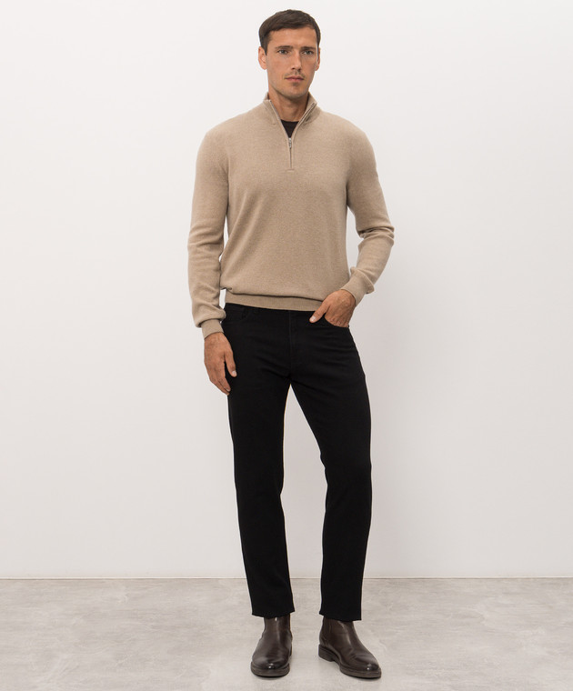 Bertolo Cashmere Бежевый свитер из кашемира с молнией 400025000005 изображение 2