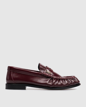 Saint Laurent Бордовые кожаные глянцевые LE LOAFER A001MMAAFGB