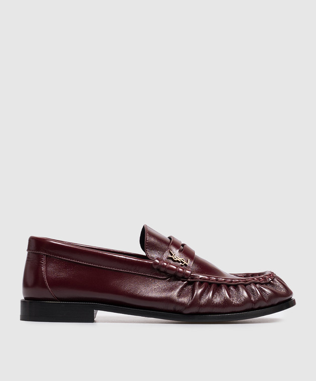 Saint Laurent Бордовые кожаные глянцевые LE LOAFER A001MMAAFGB