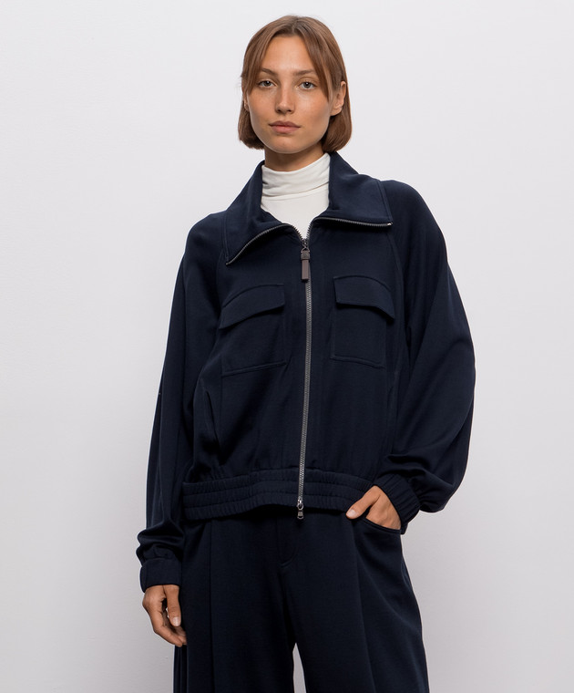 Brunello Cucinelli Синяя спортивная куртка с шелком MP828B2B06 изображение 3