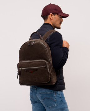 Santoni Коричневий замшевий рюкзак з логотипом UIBBA2364ENASNQ