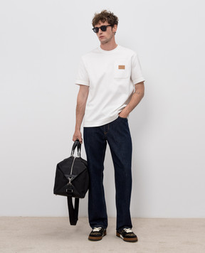 Fendi Футболка цвета айвори с нашивкой логотипа FY0936B05I