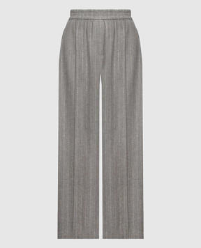 Brunello Cucinelli Сірі штани з вовною в смужку MG576P9354