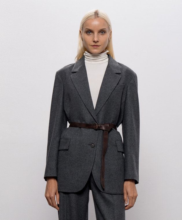 Brunello Cucinelli Серый жакет из шерсти и кашемира MB1627645 изображение 3